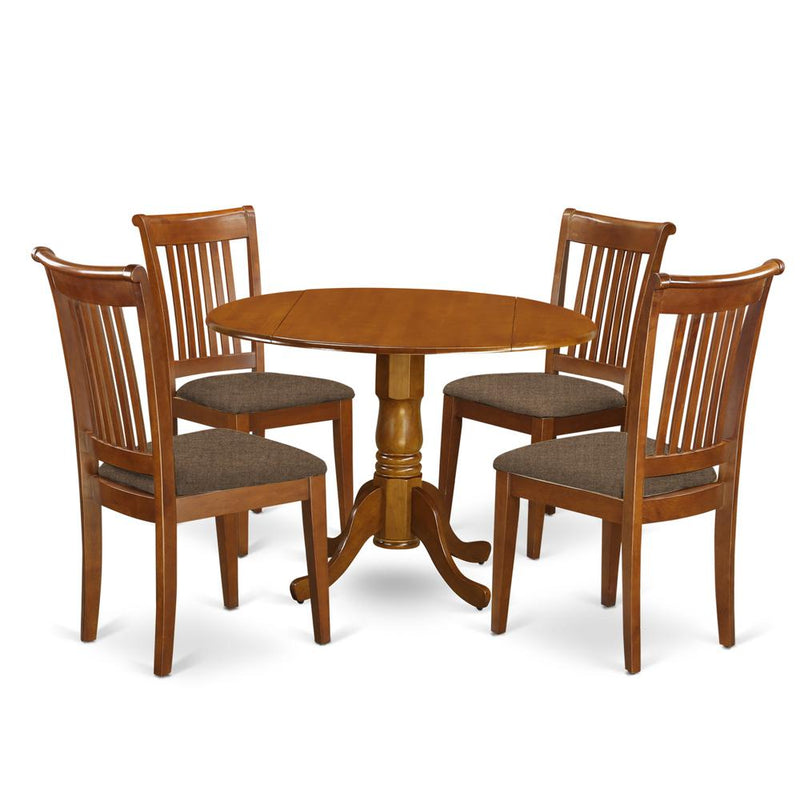 DLPO5-SBR-C 5 PC Kitchen Table set-small Kitchen Table-plus 4 dinette Chairs