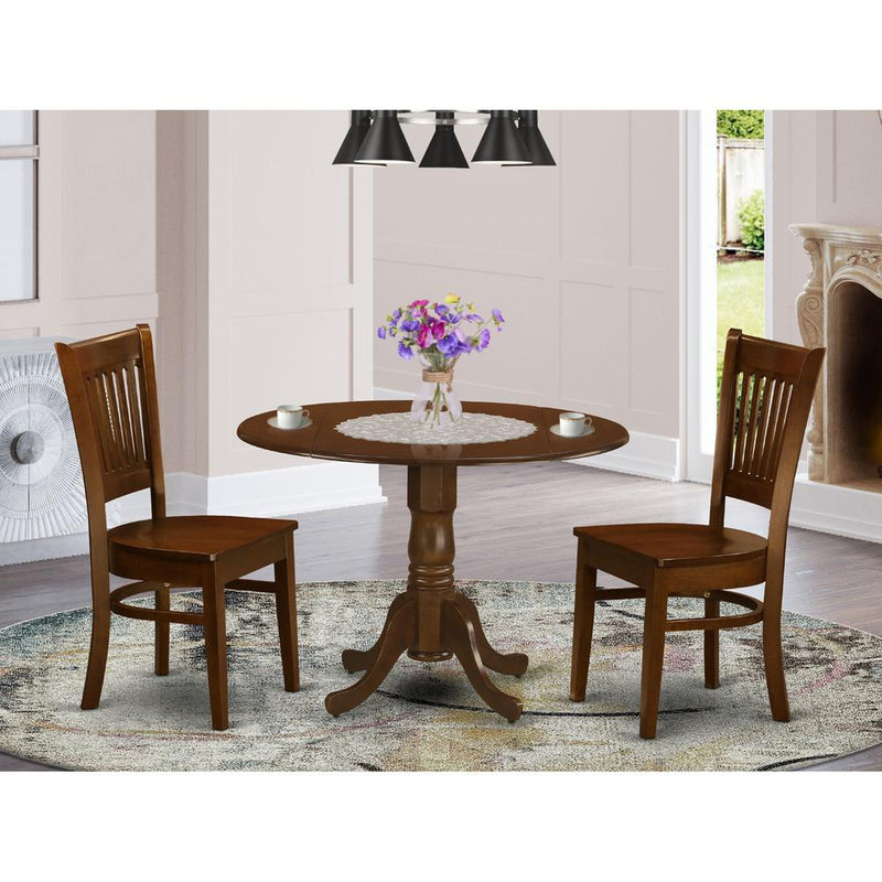 3 Pc 2-drop-leaf Table and 2 Wood Seat Chairs