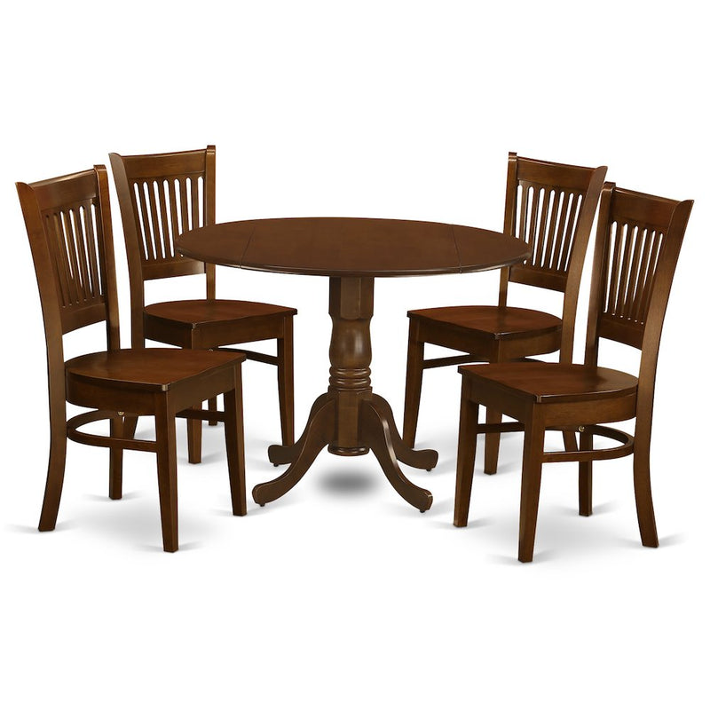 5  PcTable  with  2  drop  leaves  and  4  Wood  dinette  Chairs