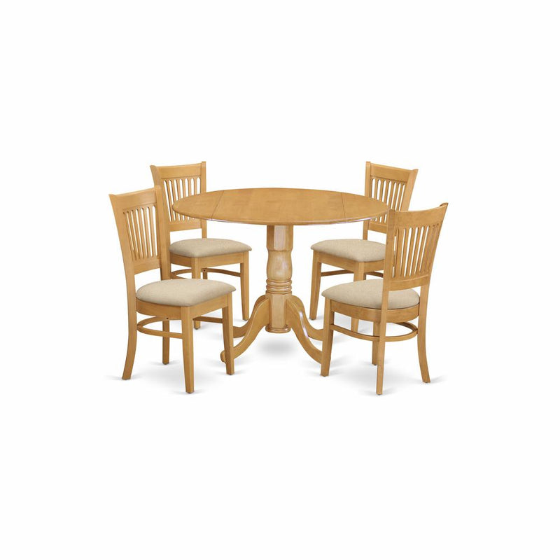 DLVA5-OAK-C 5 Pc small Kitchen Table set-drop leaf Table and 4 dinette Chairs