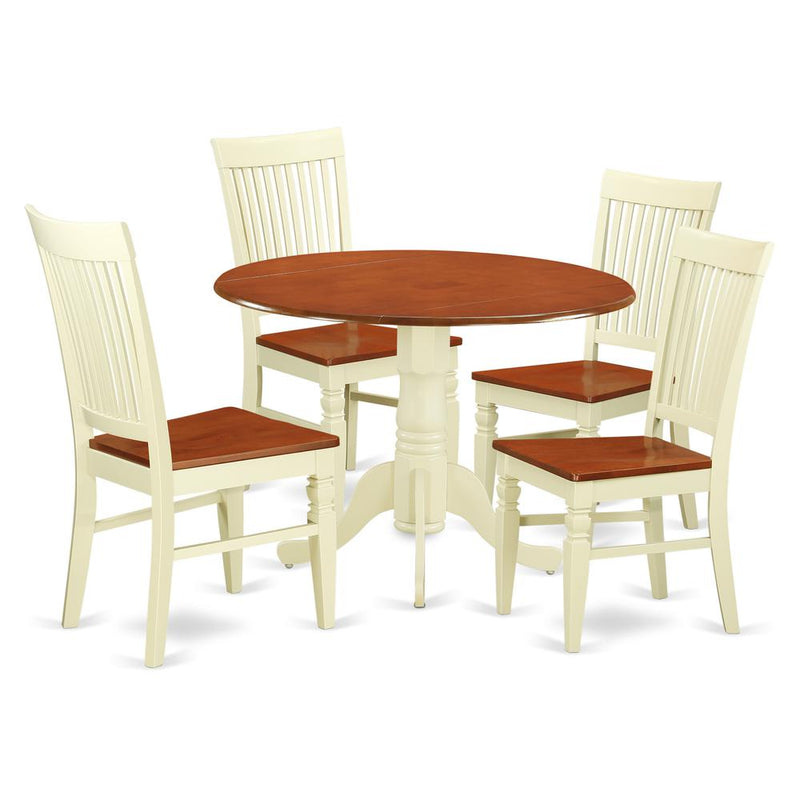 Dining Room Set Buttermilk & Cherry, DLWE5-BMK-W