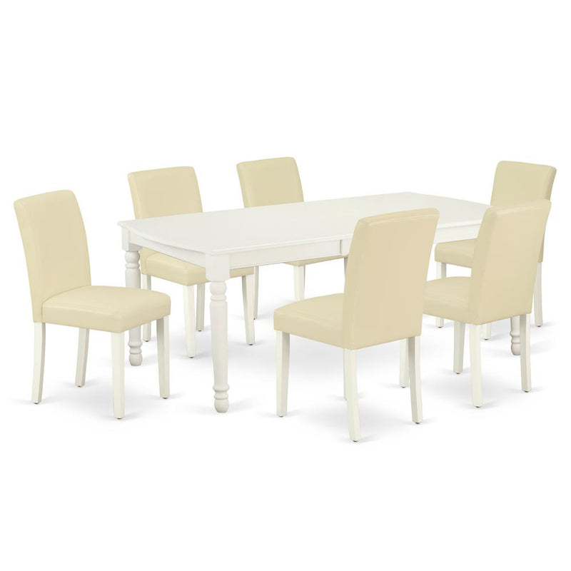 Dining Room Set Linen White, DOAB7-LWH-64