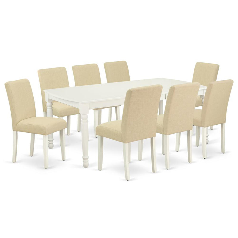 Dining Room Set Linen White, DOAB9-LWH-02