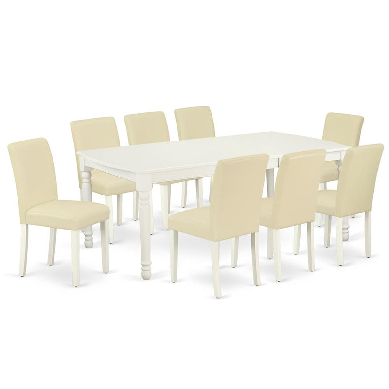 Dining Room Set Linen White, DOAB9-LWH-64