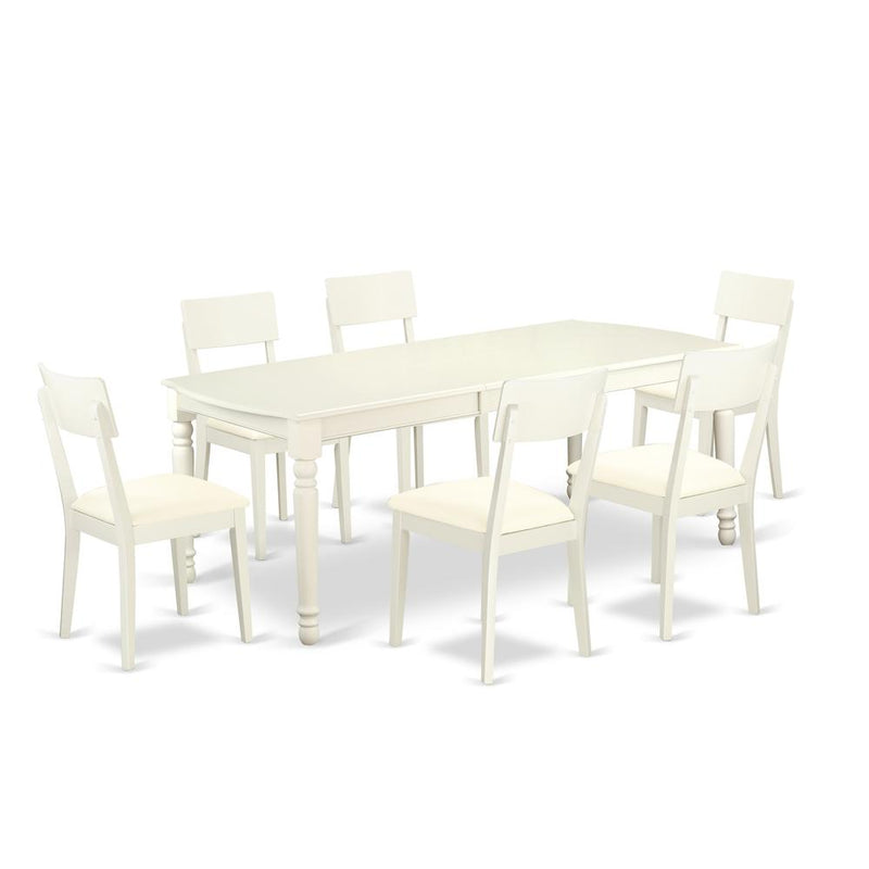 Dining Room Set Linen White, DOAD7-LWH-LC