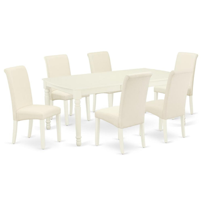 Dining Room Set Linen White, DOBA7-LWH-01