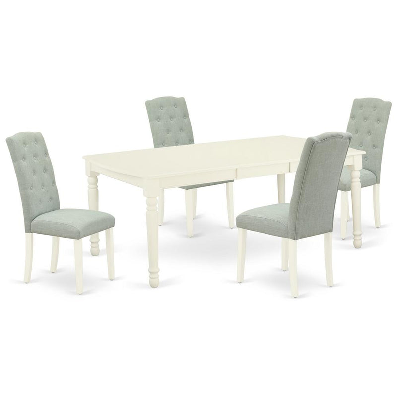 Dining Room Set Linen White, DOCE5-LWH-15