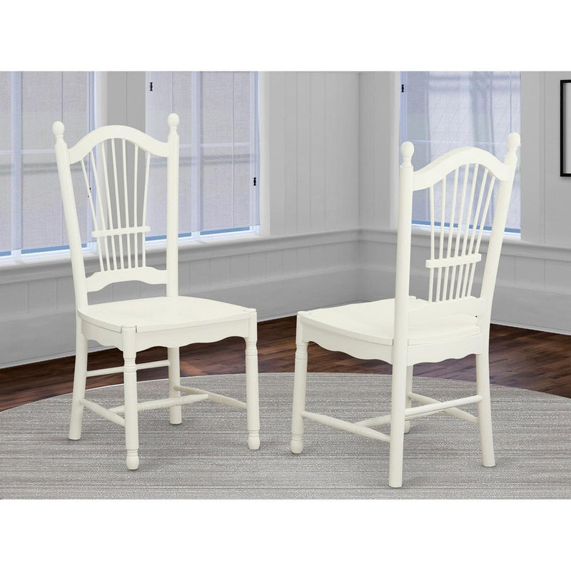 Dover  Dining  Room  Chairs  With  Wood  Seat  -  Finished  in  Linen  White,  Set  of  2