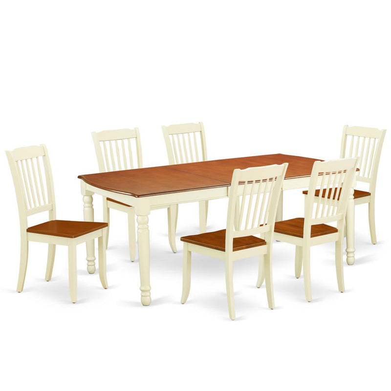 Dining Room Set Buttermilk & Cherry, DODA7-BMK-W