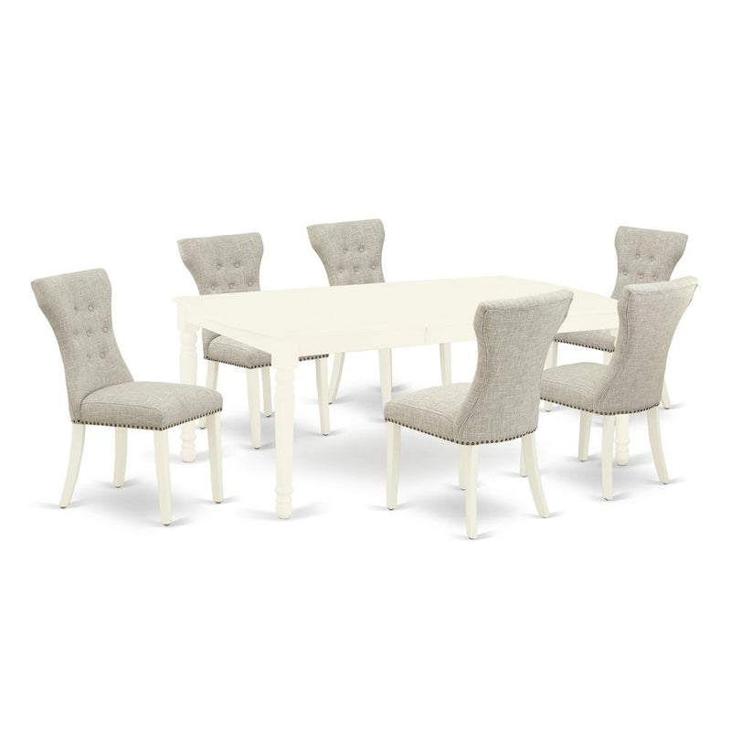 Dining Room Set Linen White, DOGA7-LWH-35