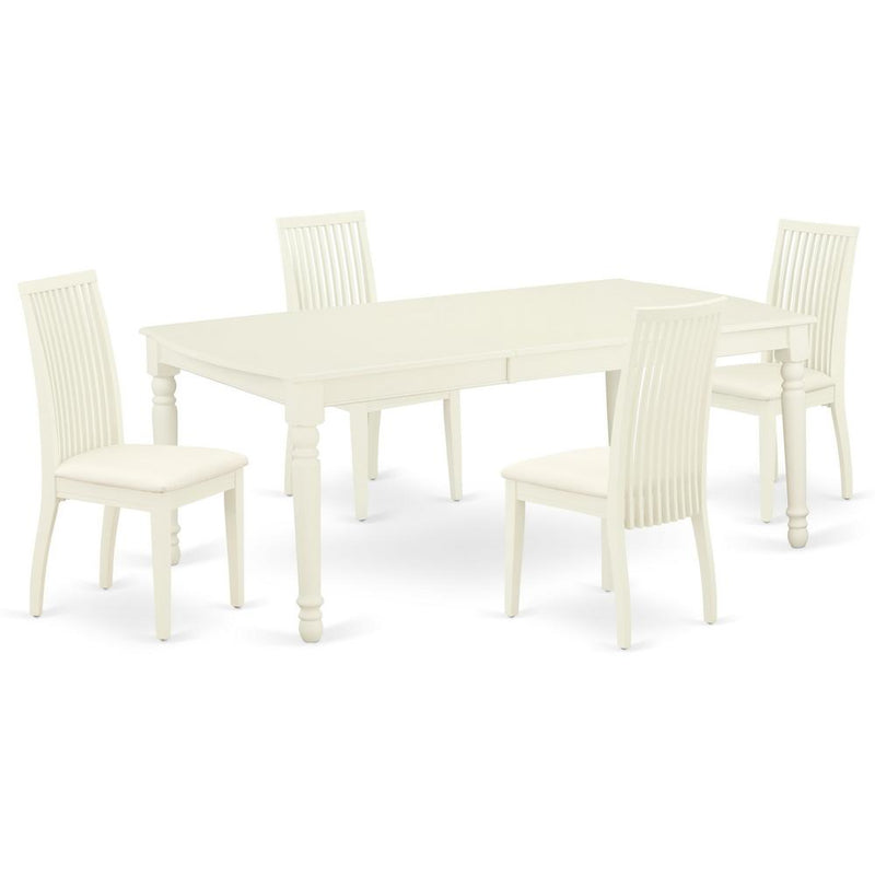 Dining Room Set Linen White, DOIP5-LWH-C