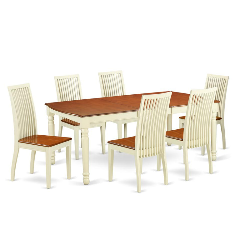 Dining Room Set Buttermilk & Cherry, DOIP7-BMK-W