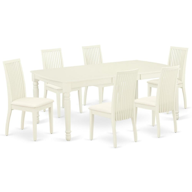 Dining Room Set Linen White, DOIP7-LWH-C