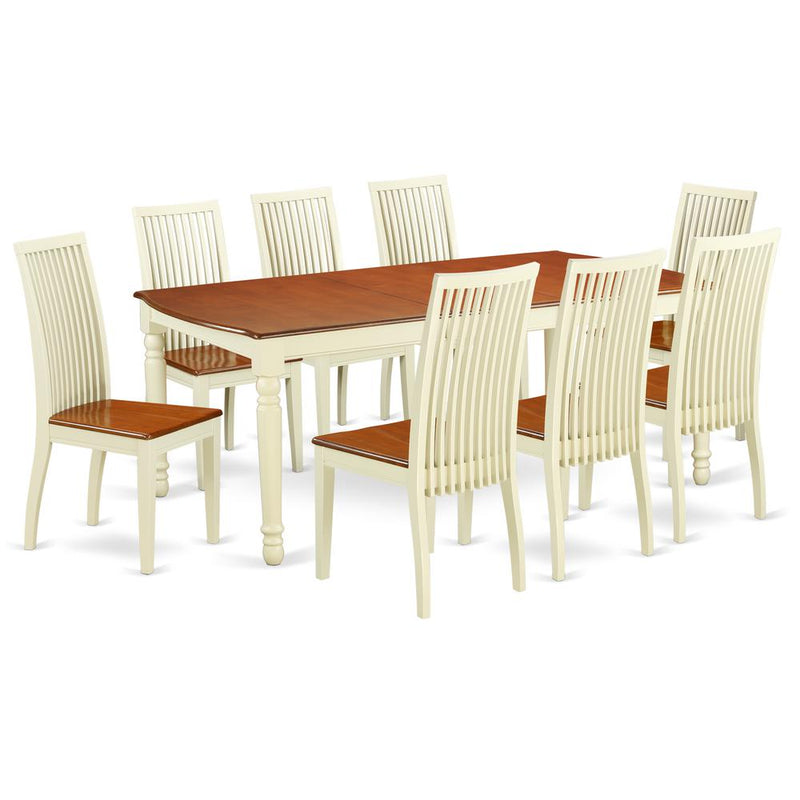 Dining Room Set Buttermilk & Cherry, DOIP9-BMK-W