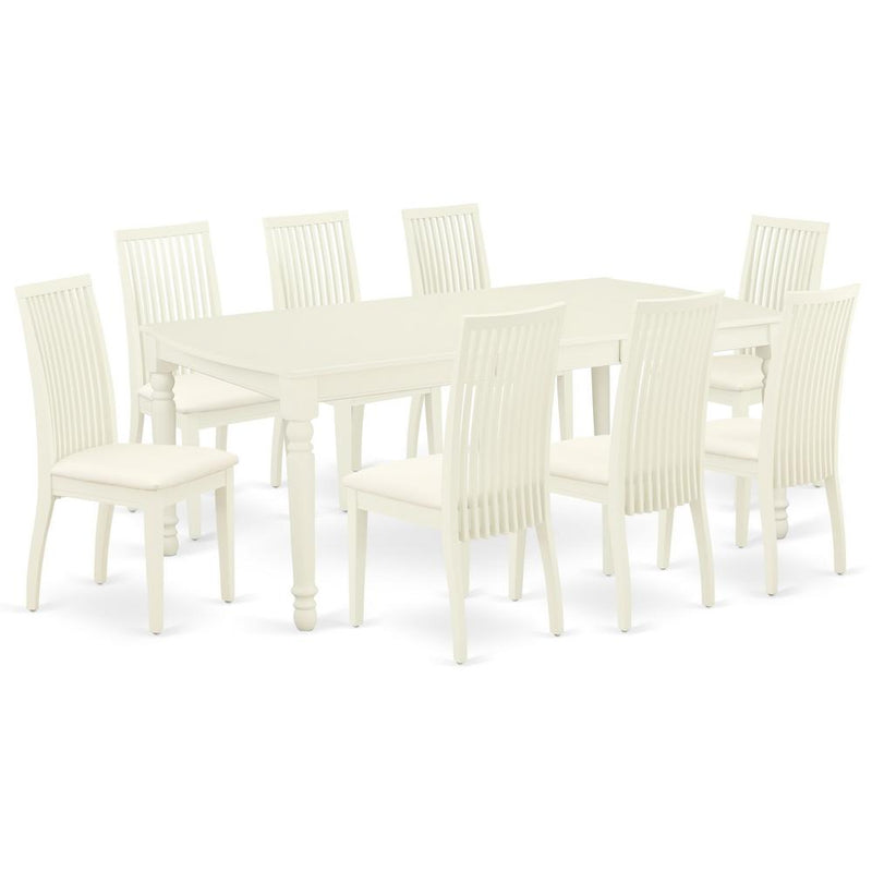 Dining Room Set Linen White, DOIP9-LWH-C