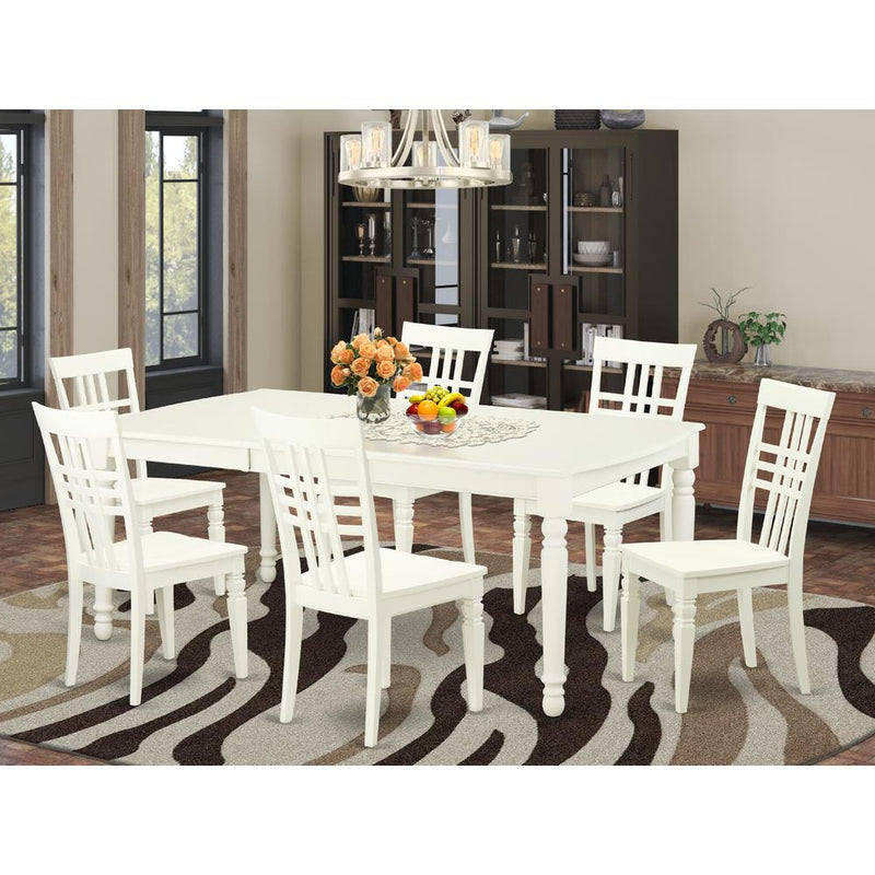 3  PcTable  and  chair  set  with  a  Dining  Table  and  6  Dining  Chairs  in  Linen  White