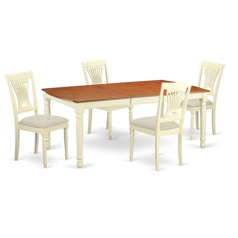 DOPL5-WHI-C 5 PC dinette Table set - Kitchen dinette Table and 4 Kitchen Chairs