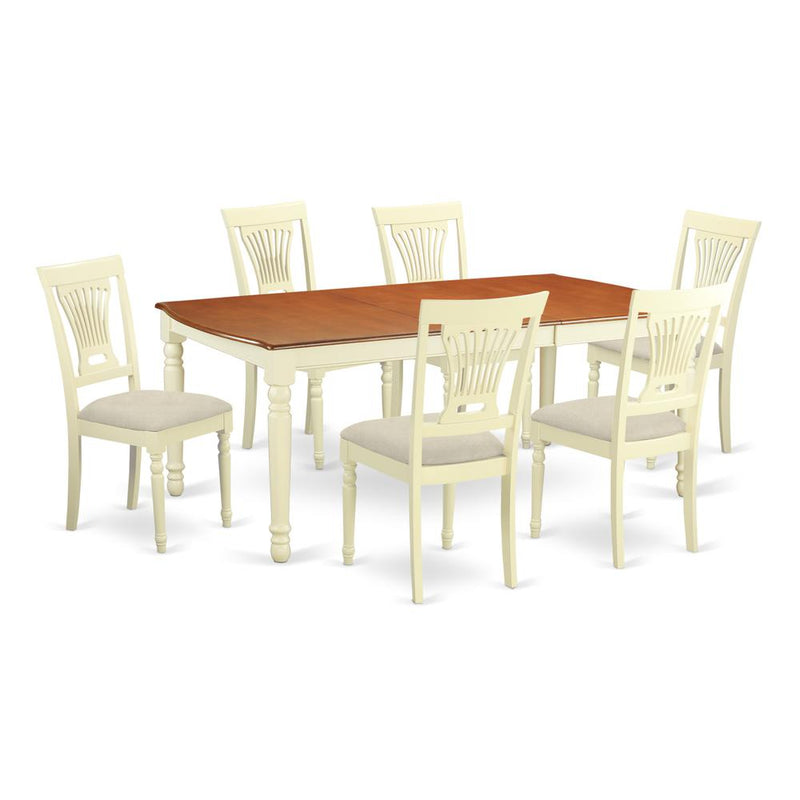 DOPL7-WHI-C 7 Pc dinette set -Dining Table and 6 Dining Chairs