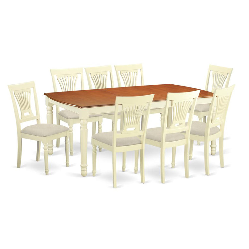 DOPL9-WHI-C 9 PcKitchen dinette set -Kitchen Table and 8 Dining Chairs