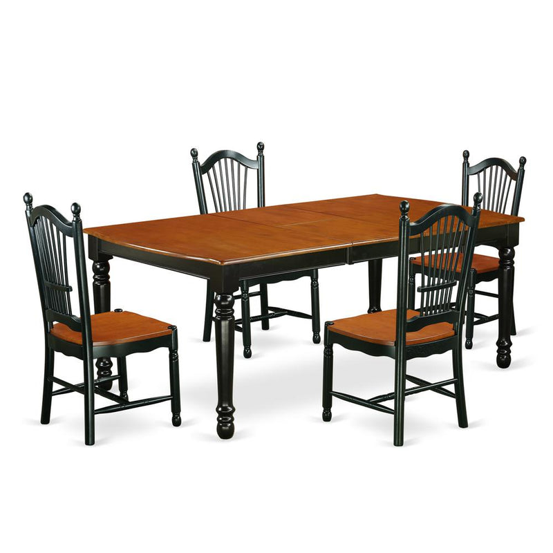 Dining Room Set Black & Cherry, DOVE5-BCH-W