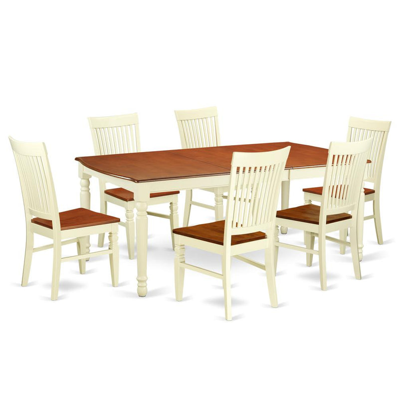 Dining Room Set Buttermilk & Cherry, DOWE7-BMK-W