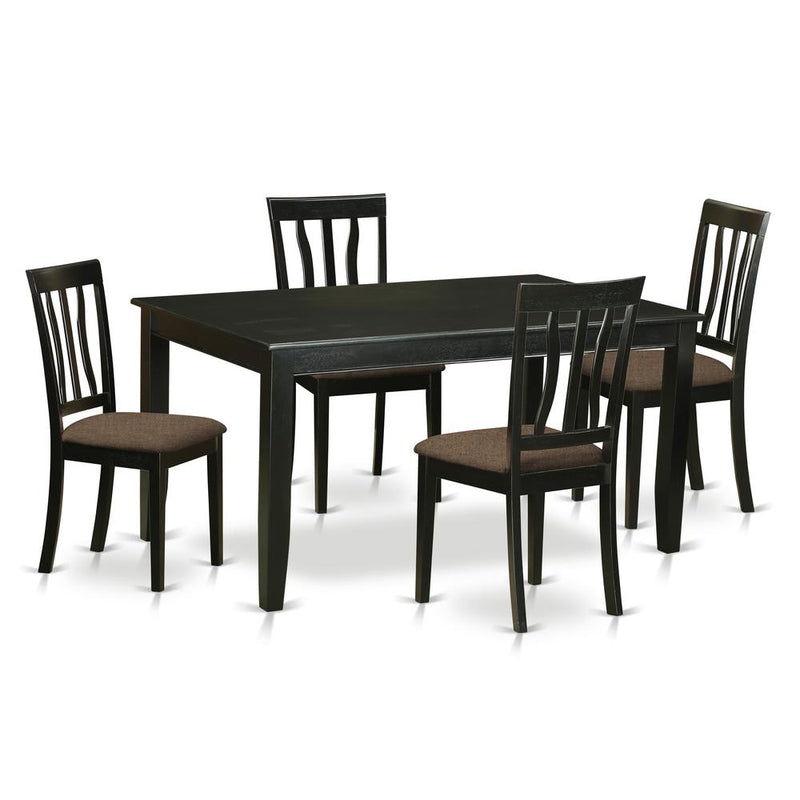 DUAN5-BLK-C 5 PC Table and chair set for 4-Dining Table and 4 Dining Chairs