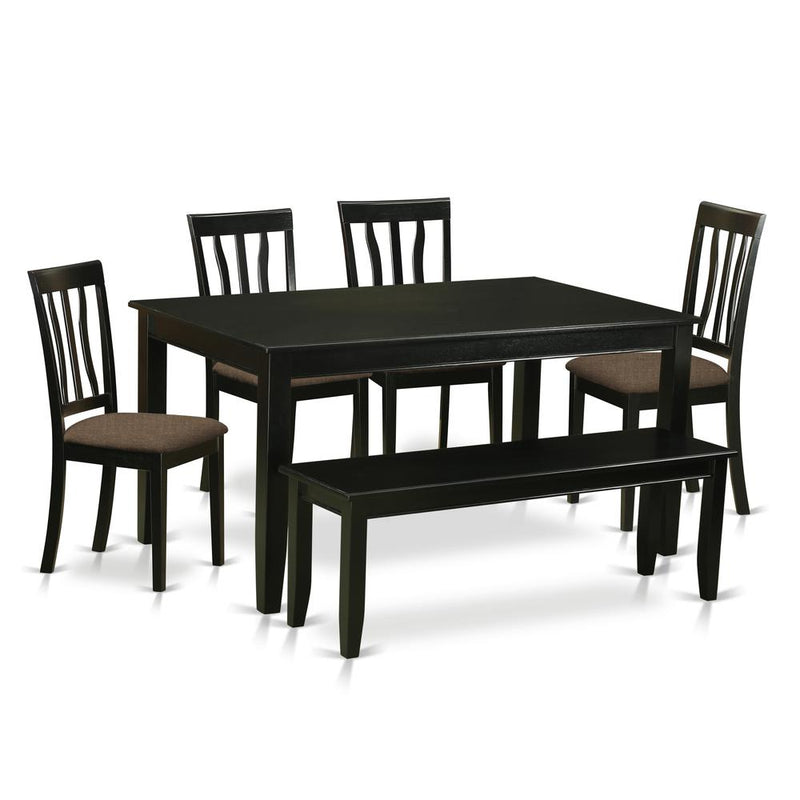 DUAN6-BLK-C 6 Pc Kitchen nook Dining set - Dinette Table and 4 Kitchen Dining Chairs in addition to Bench