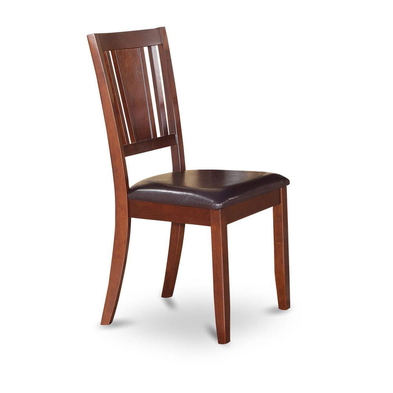 Dudley  Dining  Chair  with  Faux  Leather  upholstered  Seat  in  Mahogany  Finish,  Set  of  2