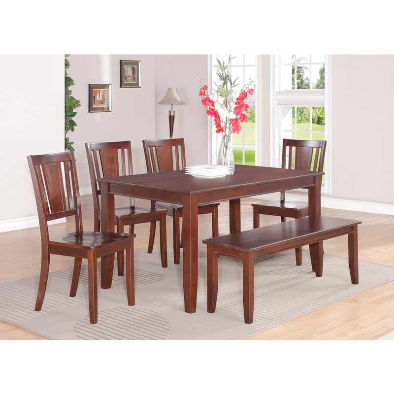 6-Pc  Dining  set  with  bench-Dining  Table  and  4  Dining  Chairs  and  Bench