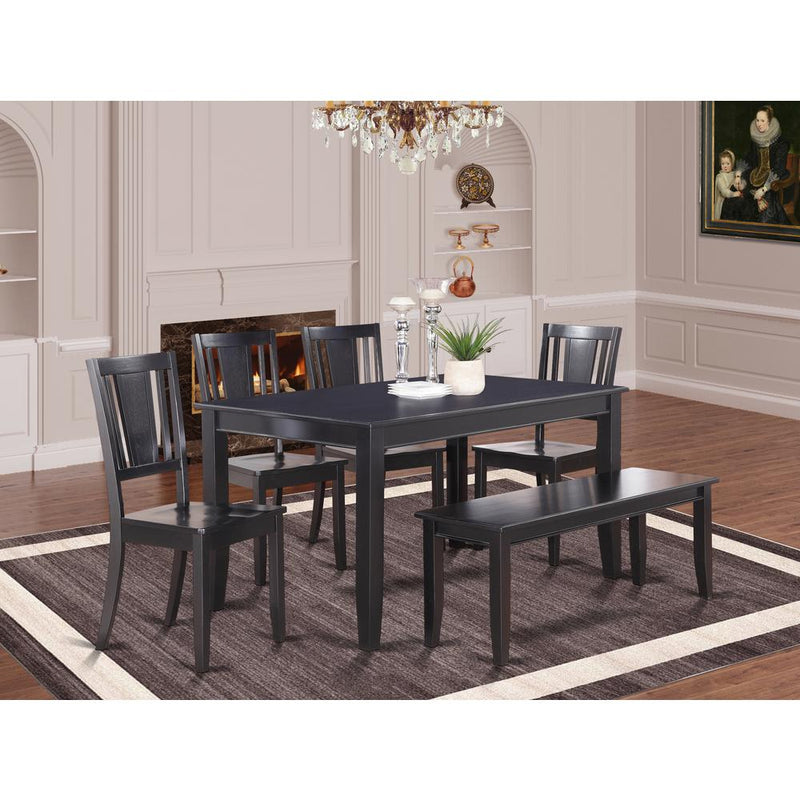 6  Pc  Dining  Table  with  bench-Dining  Table  and  4  Dining  Chairs  and  Bench