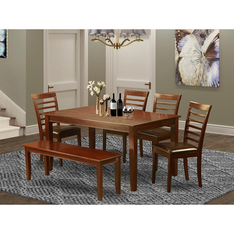 6  Pc  Dining  set  with  bench  -  Dining  Table  with  4  Dining  Chairs  plus  Bench