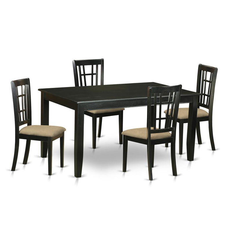 DUNI5-BLK-C 5 Pc dinette set - Kitchen dinette Table and 4 Kitchen Dining Chairs