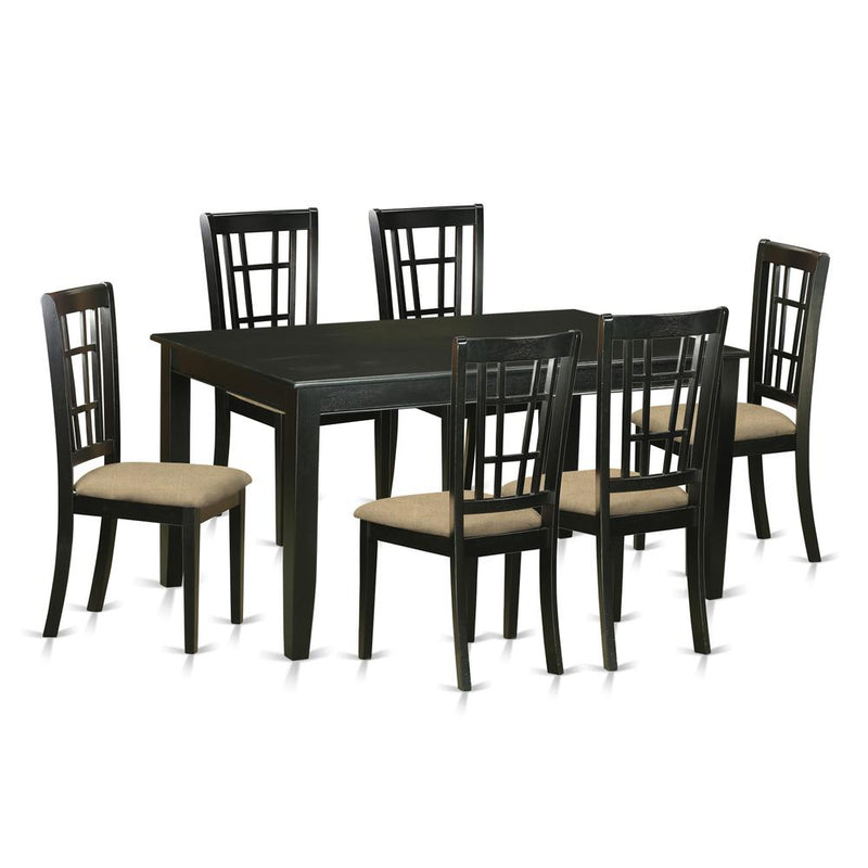 DUNI7-BLK-C 7 Pc Dining room set -Kitchen Table and 6 Dining Chairs