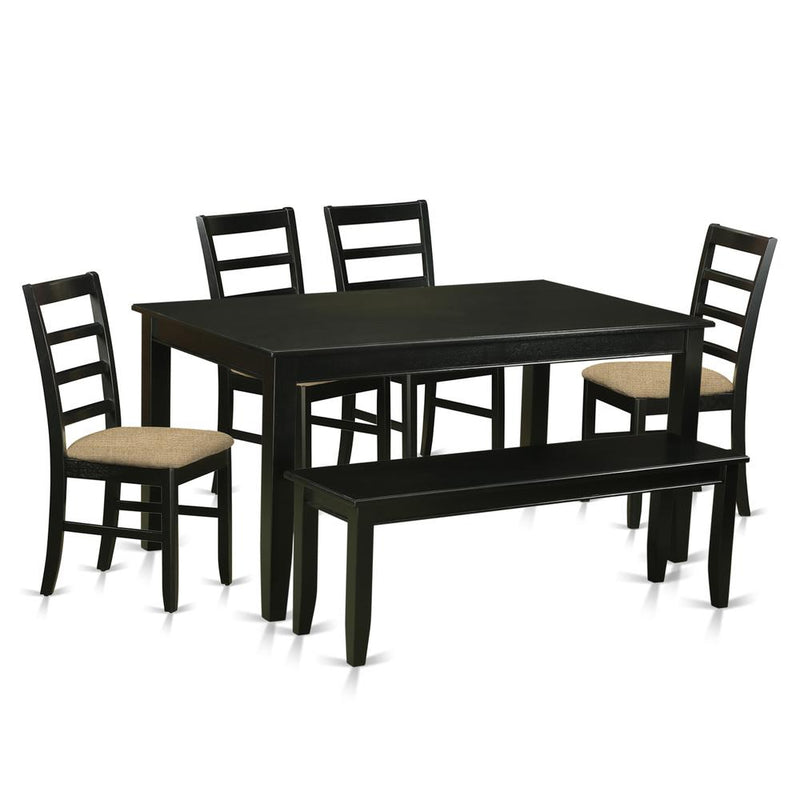 DUPF6-BLK-C 6 PC Dining room set - Dining Table and 4 Dining Chairs and also Bench