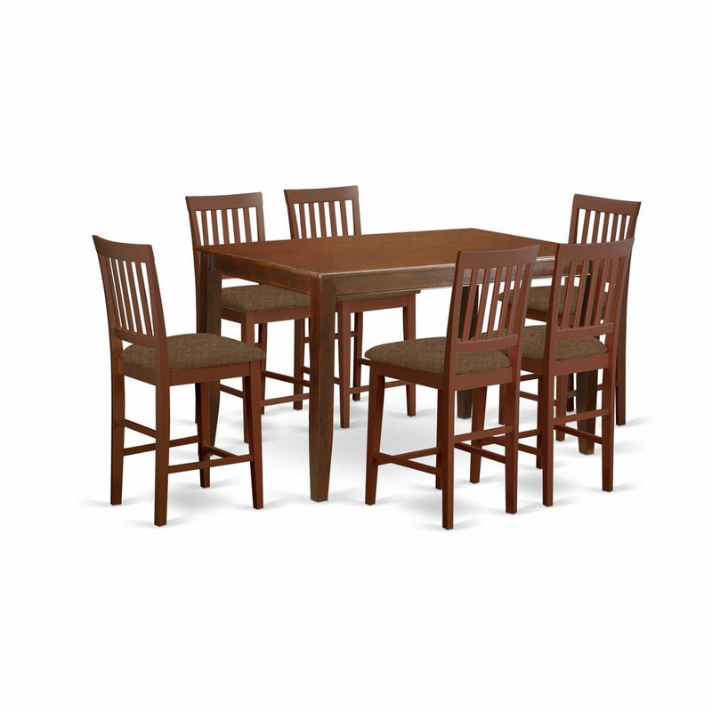 DUVN7H-MAH-C 7 Pc counter height Dining set- counter height Table and 6 Kitchen bar stool.