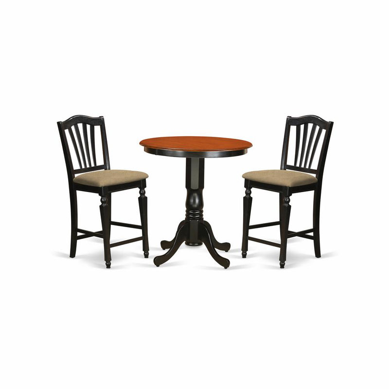 EDCH3-BLK-C 3 Pc counter height pub set - counter height Table and 2 Dining Chairs.