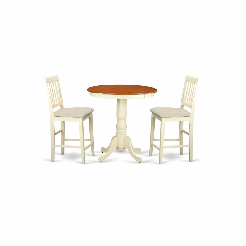 EDVN3-WHI-C 3 Pcpub Table set - high top Table and 2 dinette Chairs.