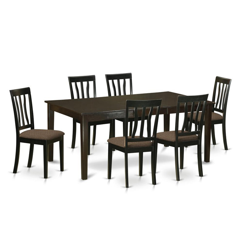 HEAN7-CAP-C 7 Pc Dining set-Dining Table with Leaf and 6 Kitchen Chairs.