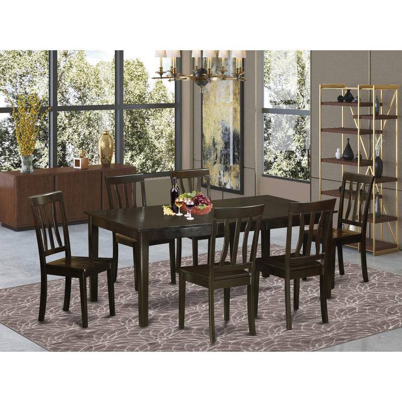 7  Pc  formal  Dining  room  set-Table  with  Leaf  and  6  Kitchen  Chairs.