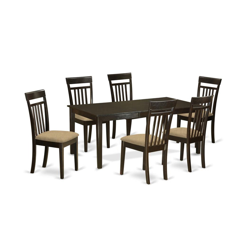 HECA7-CAP-C 7 Pc formal Dining room set-Dinette Table featuring Leaf and 6 Dining Chairs.