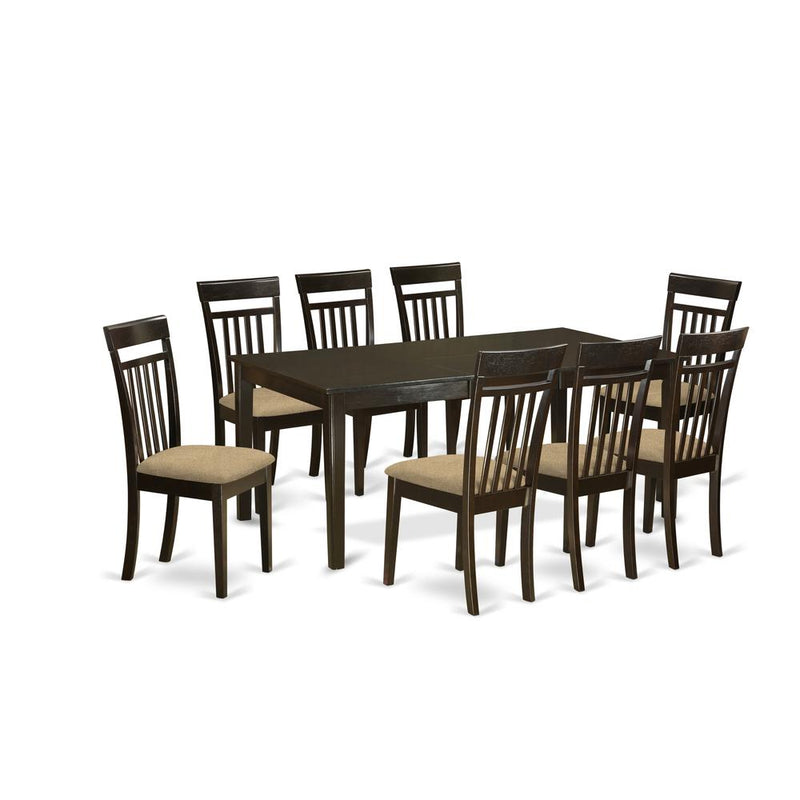 HECA9-CAP-C 9 PC Dining room set-Table with Leaf and 8 Dining Chairs.