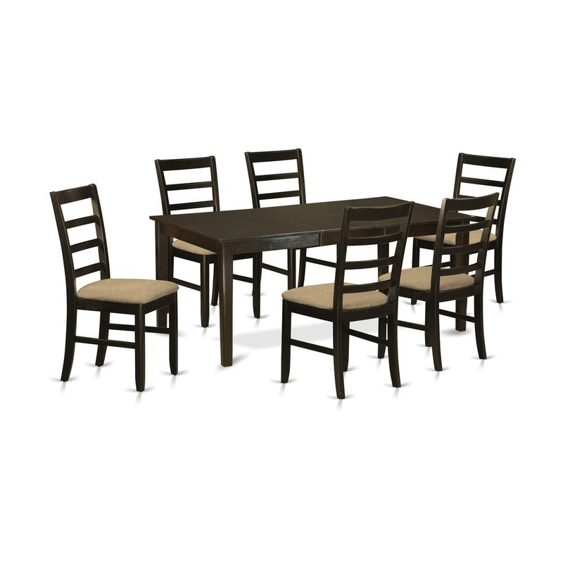 HEPF7-CAP-C 7 PC Dining room set-Dinette Table with Leaf and 6 Dining Chairs.