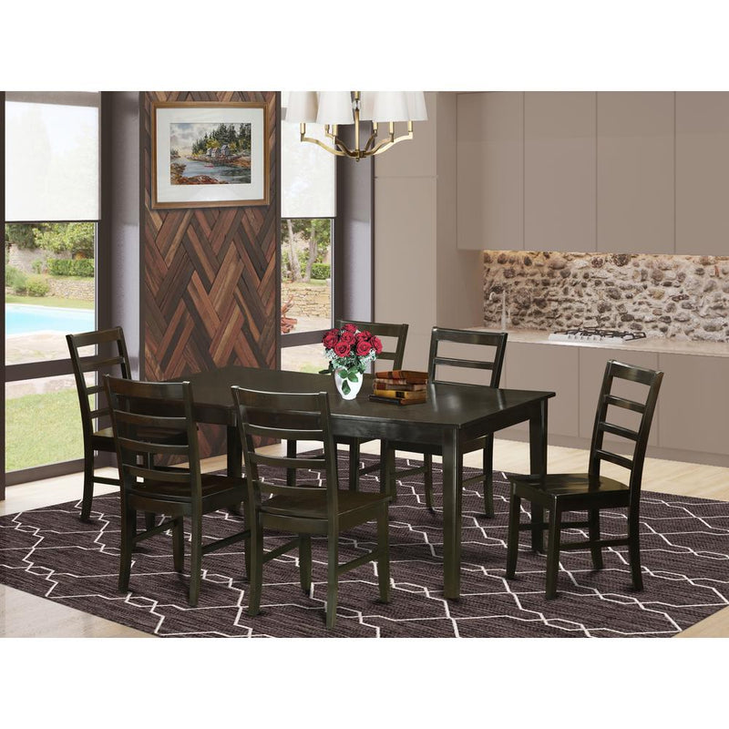 7  Pc  Dining  room  set-Table  with  Leaf  and  6  Kitchen  Chairs.