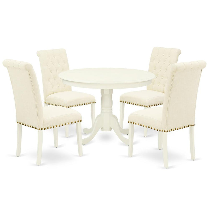 Dining Room Set Linen White, HLBR5-LWH-02