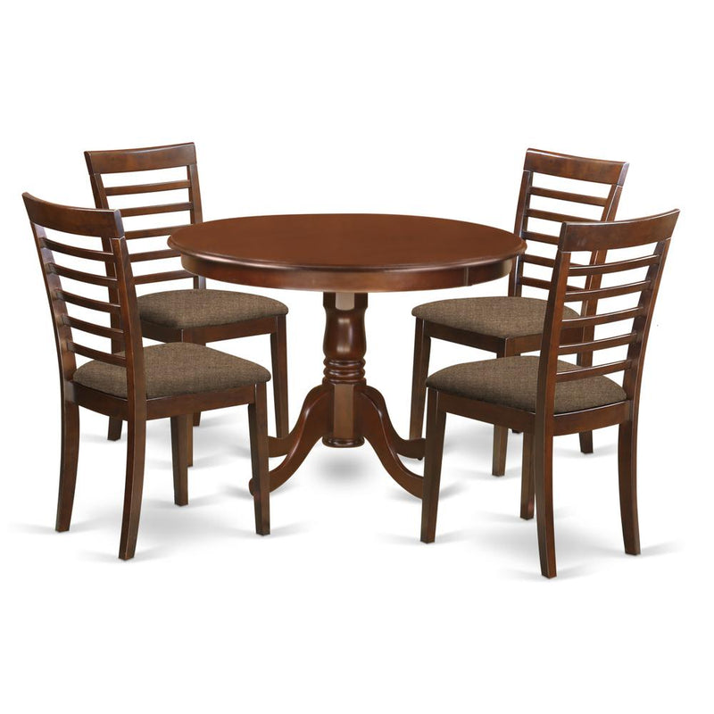 HLML5-MAH-C 5 Pc set with a Kitchen Table and 4 Kitchen Chairs in Mahogany