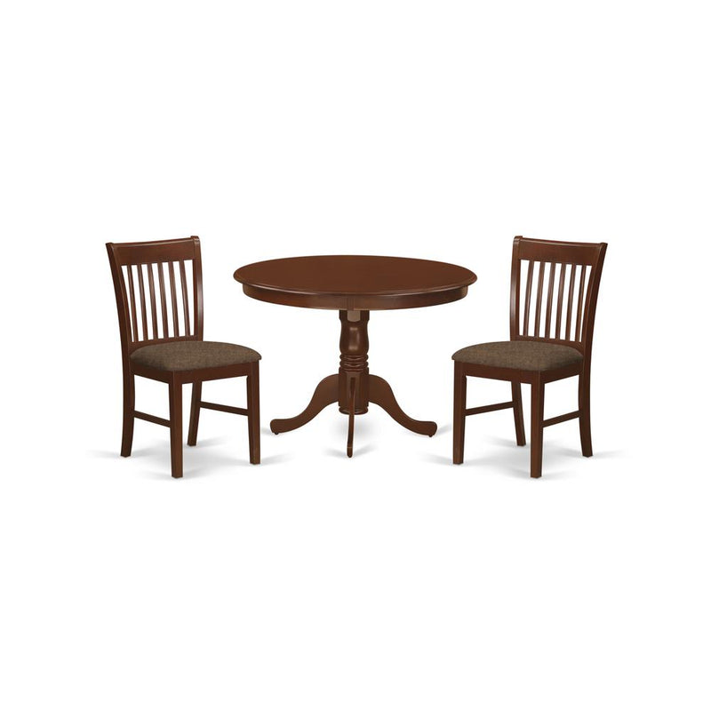 HLNO3-MAH-C 3 Pc set with a Kitchen Table and 2 Dinette Chairs in Mahogany