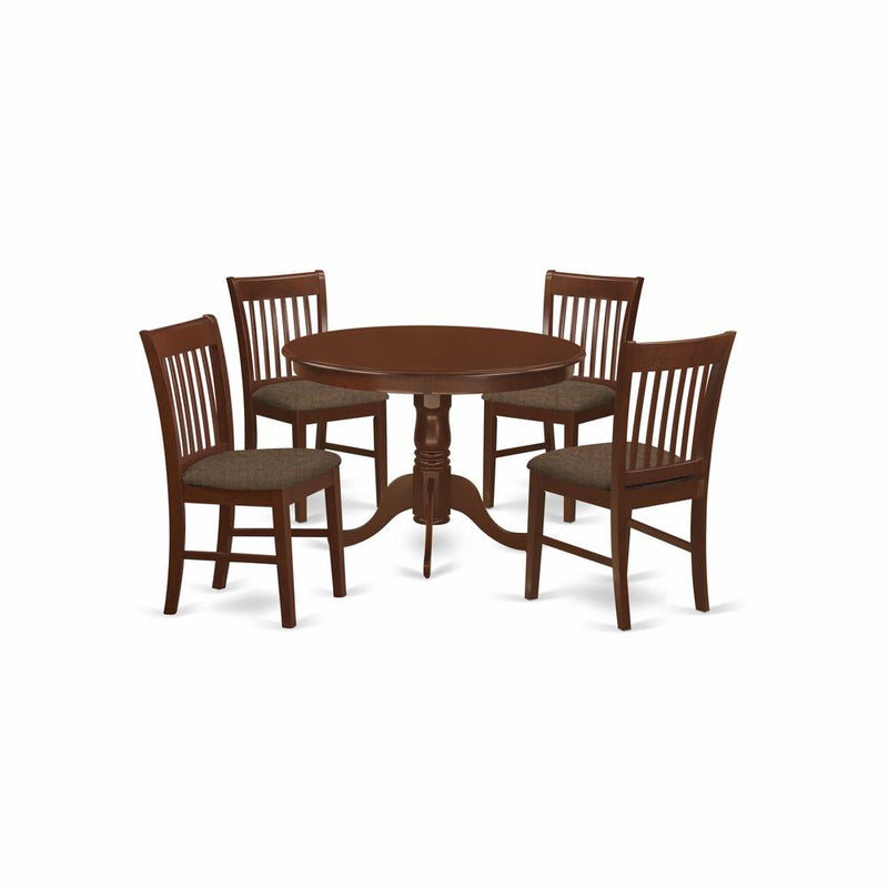 HLNO5-MAH-C 5 Pc set with a Kitchen Table and 4 Dinette Chairs in Mahogany