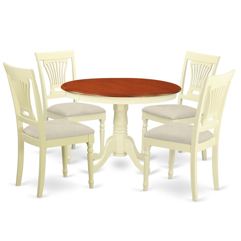 HLPL5-BMK-C 5 Pc set with a Dining Table and 4 Dinette Chairs in Buttermilk and Cherry .