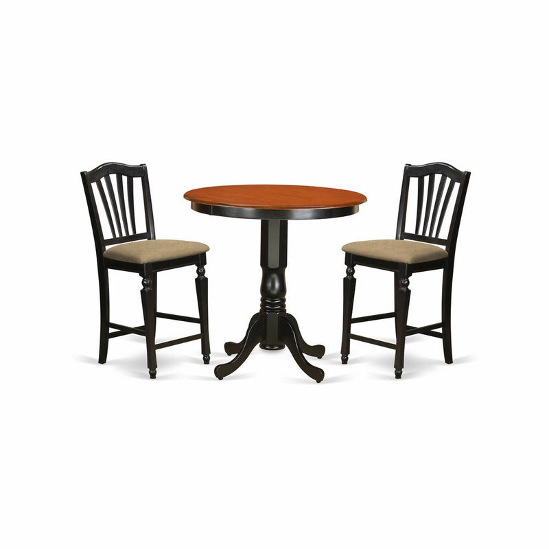 JACH3-BLK-C 3 PC counter height Table and chair set - high Table and 2 counter height Dining chair.