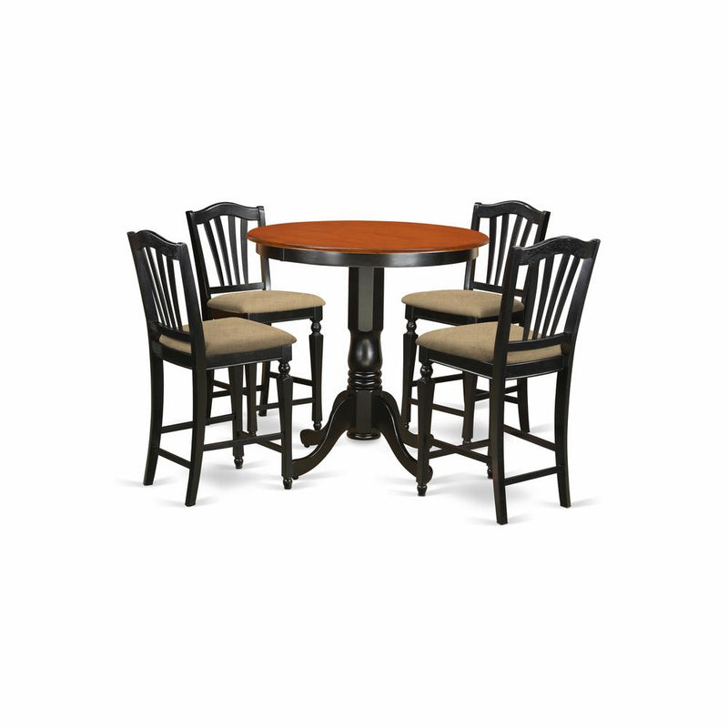 JACH5-BLK-C 5 Pc Dining counter height set - Kitchen dinette Table and 4 high Dining Chairs.